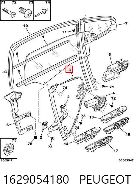 Mechanizm podnoszenia szyby drzwi przednich lewych Peugeot 307 hatchback (3A, 3C) (2000 - 2012) cena, od 44,33 USD