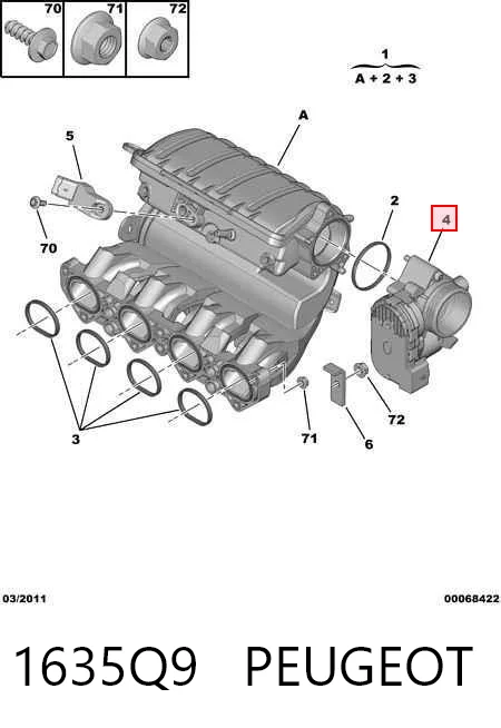 1635Q9 Peugeot/Citroen Przepustnica, komplet