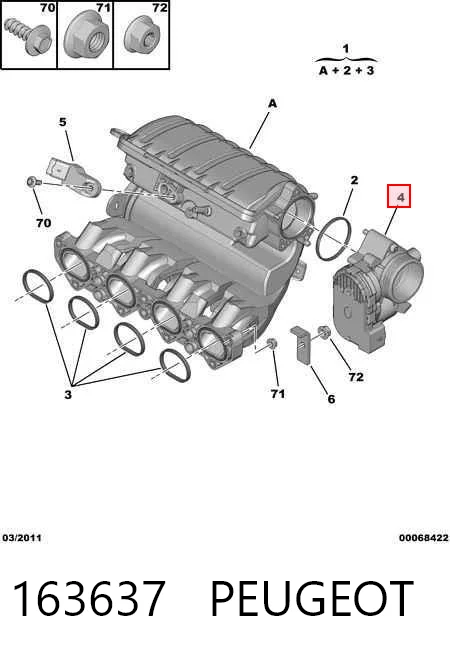 163637 Peugeot/Citroen Przepustnica, komplet