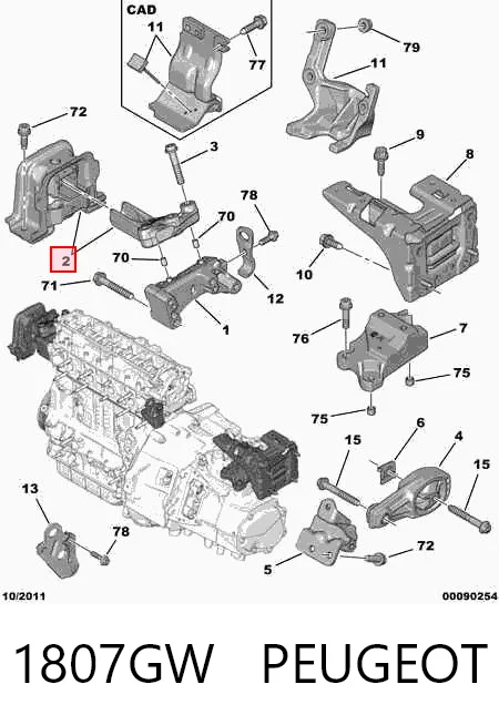 1807GW Peugeot/Citroen Poduszka (podpora) silnika prawa