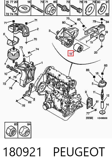 180921 Peugeot/Citroen Poduszka (podpora) silnika tylna (silentblock)