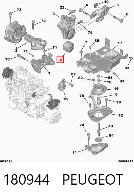 180944 Peugeot/Citroen Poduszka (podpora) silnika tylna (silentblock)