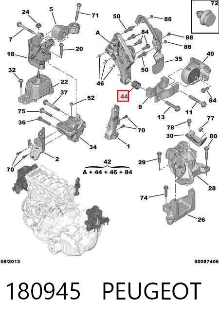180945 Peugeot/Citroen Poduszka (podpora) silnika tylna (silentblock)