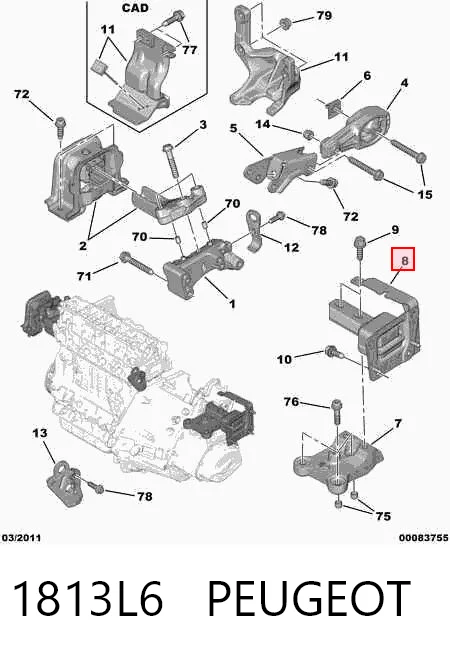  Poduszka (podpora) silnika lewa Peugeot 301 