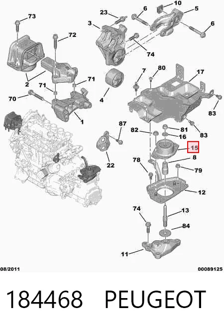 184468 Peugeot/Citroen Poduszka (podpora) silnika lewa