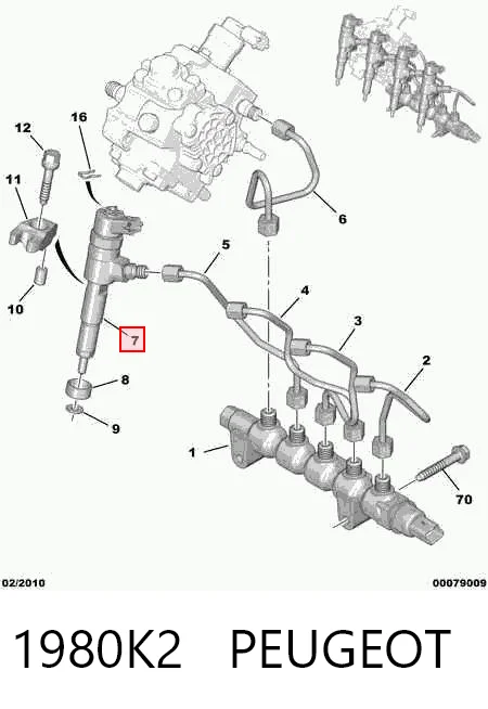 Wtryskiwacz paliwa do Peugeot 207  WA, WC