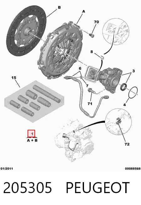 205305 Peugeot/Citroen Zestaw sprzęgła (3 części)