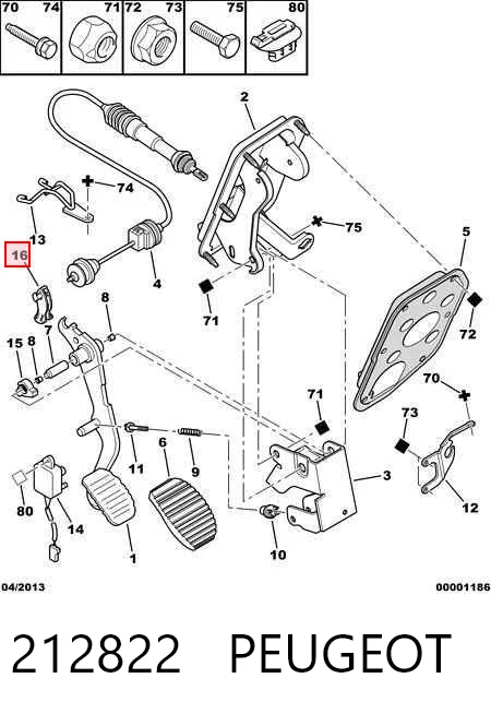 212822 Peugeot/Citroen Spinka pedału linki sprzęgła