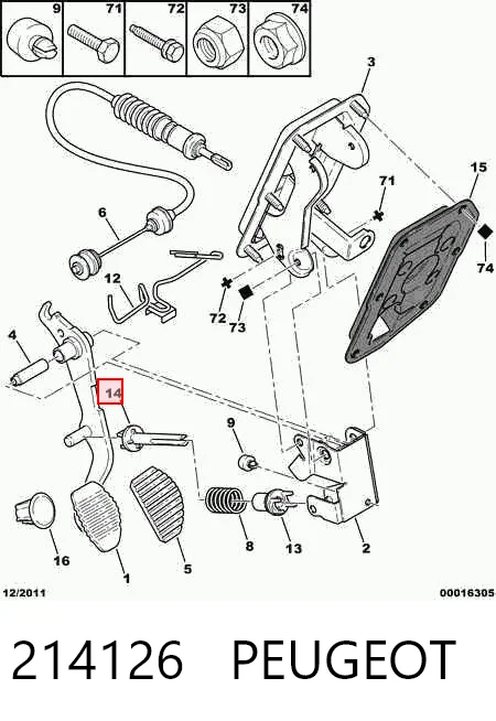 214126 Peugeot/Citroen Tuleja sprężyny pedału sprzęgła