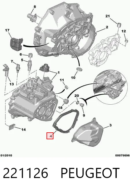 221126 Peugeot/Citroen Uszczelka tylnej pokrywy automatycznej/manualnej skrzyni biegów