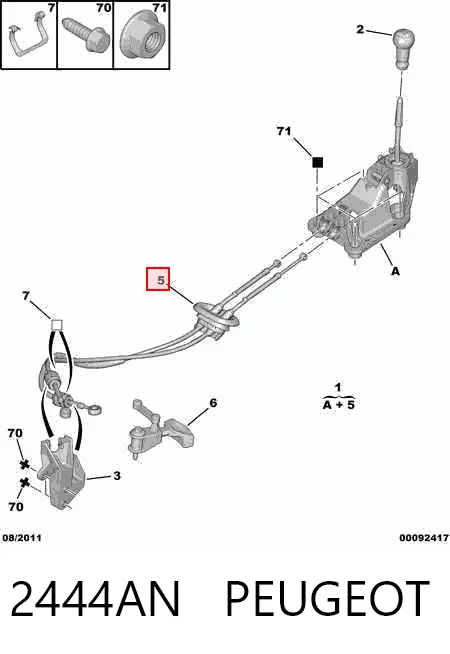 2444AN Peugeot/Citroen Linka dźwigni zmiany biegów podwójna