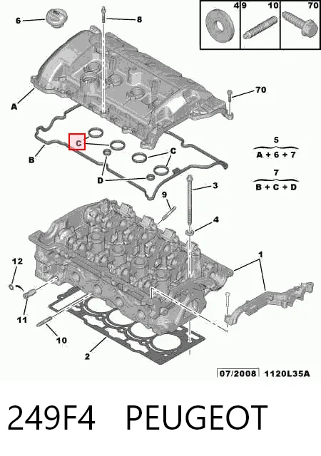 249F4 Peugeot/Citroen Uszczelka pokrywy zaworowej silnika