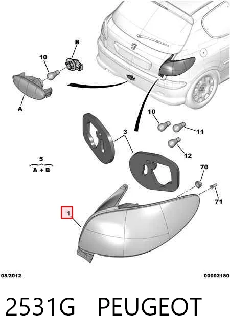 Lampa zespolona tylna lewa Peugeot 206 