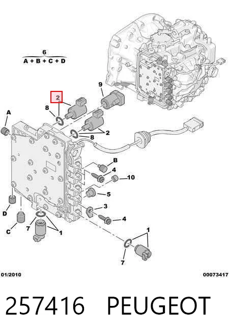 257416 Peugeot/Citroen Solenoid automatycznej skrzyni biegów