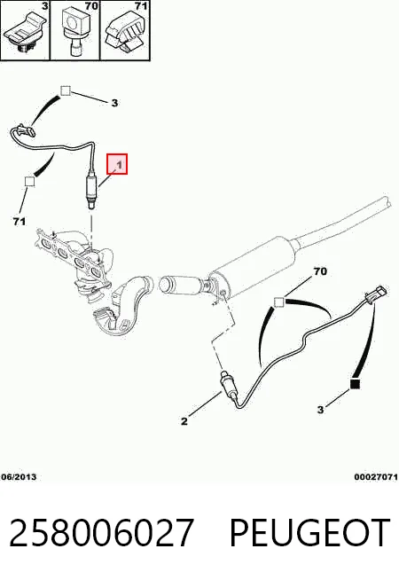 258006027 Peugeot/Citroen Sonda lambda czujnik tlenu przed katalizatorem lewy