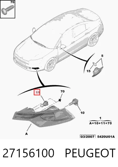 Do koszyka Lampa przeciwmgielna lewa Citroen C5  III  RW