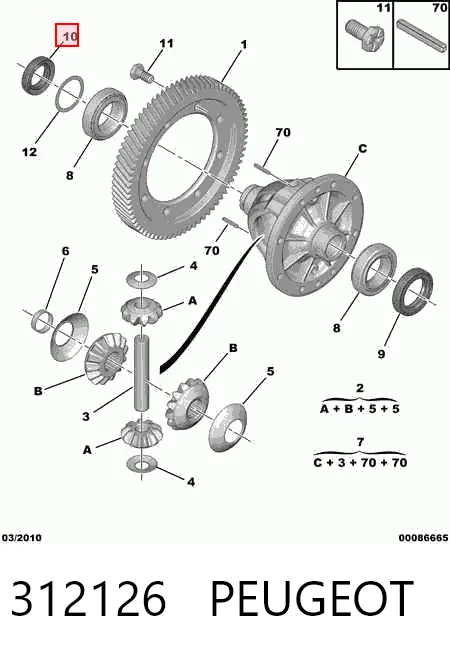 312126 Peugeot/Citroen Uszczelniacz półosi prawej mostu przedniego
