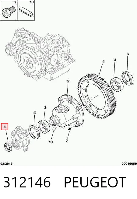 312146 Peugeot/Citroen Uszczelniacz półosi prawej mostu przedniego