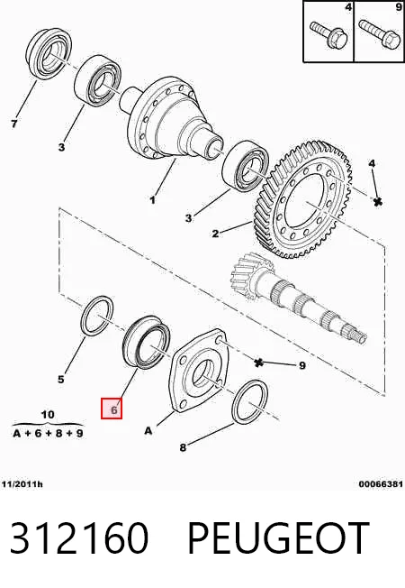 312160 Peugeot/Citroen Uszczelniacz półosi lewej mostu przedniego