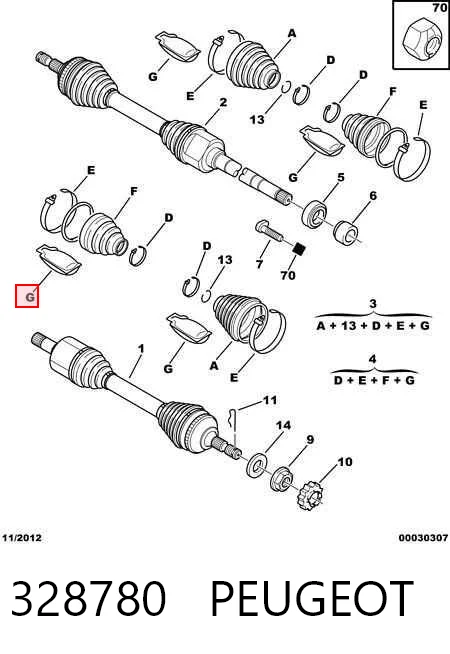 328780 Peugeot/Citroen Osłona przegubu homokinetycznego półosi przedniej wewnętrzna