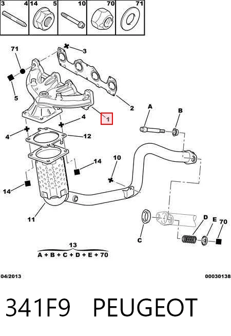 341F9 Peugeot/Citroen Kolektor wydechowy