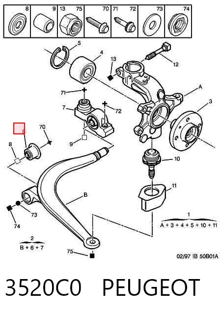 Wahacz zawieszenia przedniego dolny lewy Peugeot 406 kombi (8E, F) (1996 - 2004) cena, od 79,28 USD