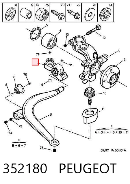 Wahacz zawieszenia przedniego dolny prawy Peugeot 406 kombi (8E, F) (1996 - 2004) cena, od 86,70 USD
