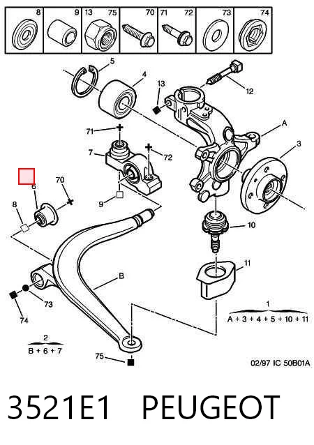 Wahacz zawieszenia przedniego dolny prawy Peugeot 406 sedana (8B) (1995 - 2004) cena, od 74,62 USD