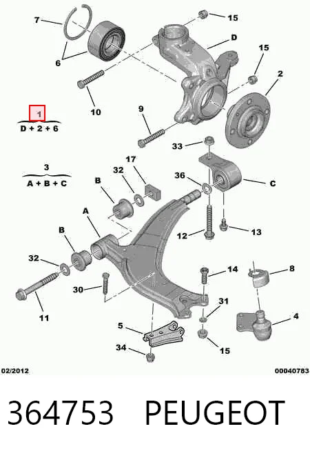 364753 Peugeot/Citroen Czop (zwrotnica) przedni prawy