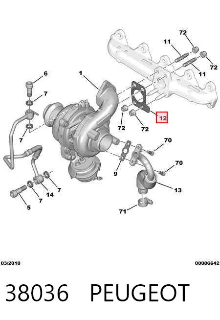 38036 Peugeot/Citroen Uszczelka turbiny spalin, wlot