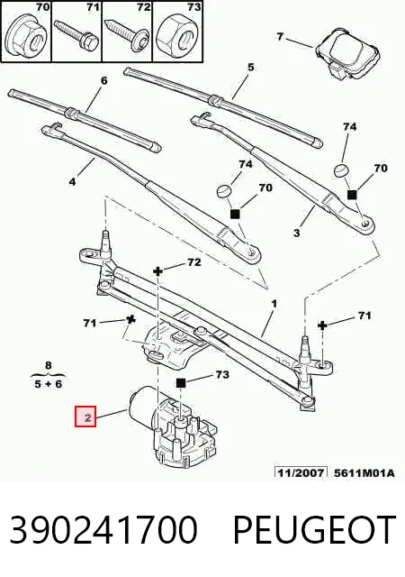 Do koszyka Silniczek wycieraczki szyby przedniej Citroen C5 I DC