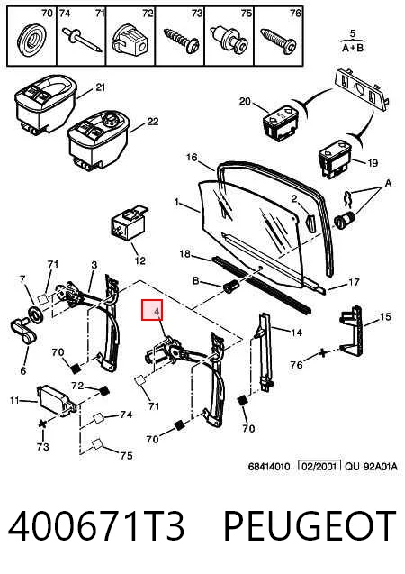 Mechanizm podnoszenia szyby drzwi przednich lewych do Peugeot Expert  222