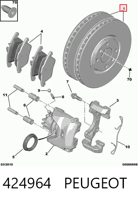 424964 Peugeot/Citroen Tarcza hamulcowa przednia