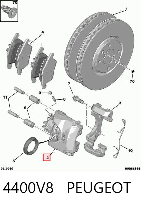 4400V8 Peugeot/Citroen Zacisk hamulcowy przedni prawy
