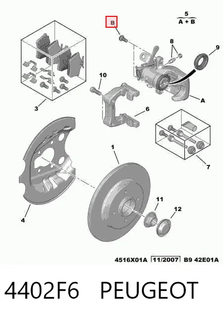 4402F6 Peugeot/Citroen Zacisk hamulcowy tylny prawy