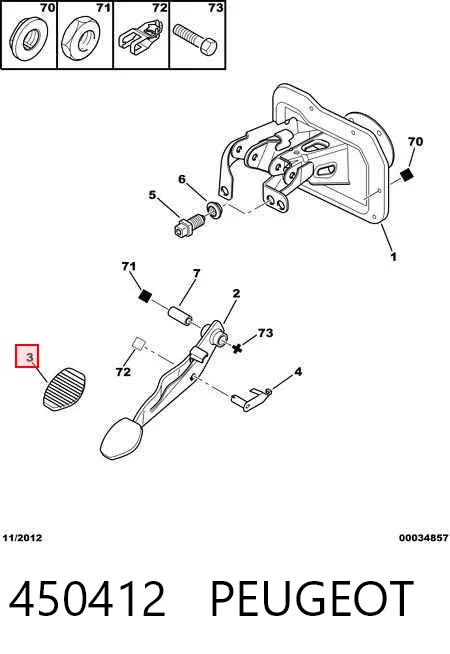 450412 Peugeot/Citroen Nakładka na pedał hamulca