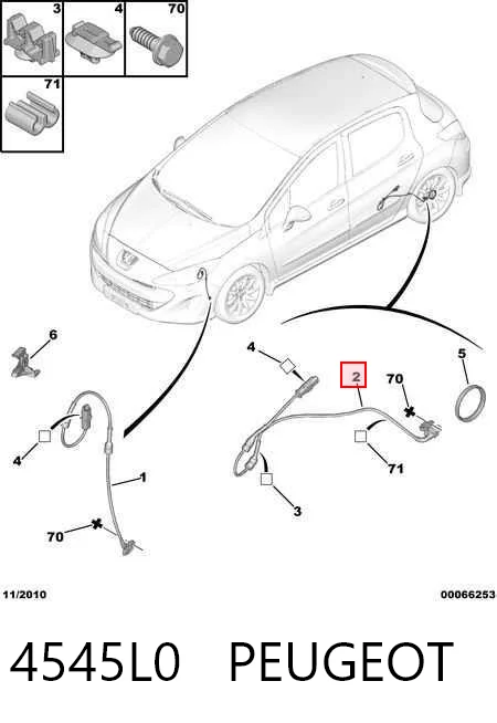 4545L0 Peugeot/Citroen Czujnik ABS tylny