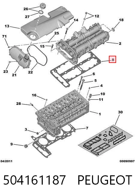 Uszczelka pokrywy zaworowej silnika do Citroen Jumper  250