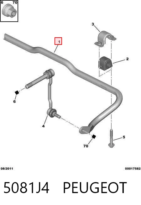 Stabilizator przedni do Citroen C5  III  RW