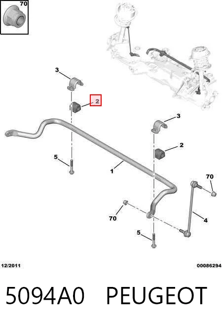5094A0 Peugeot/Citroen Tuleja stabilizatora przedniego