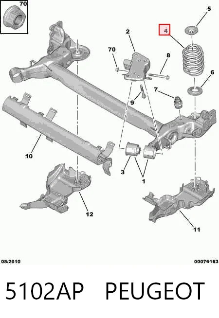 Sprężyna tylna do Citroen C3 Picasso SH