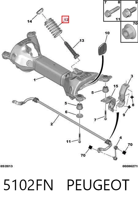 Sprężyna tylna do Peugeot 508 8D