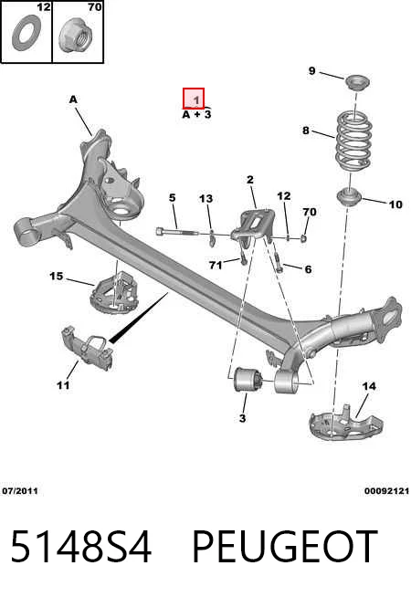 Korpus osi tylnej do Peugeot 308 I 4A, 4C