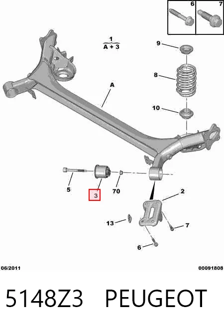 Korpus osi tylnej Peugeot 308 I hatchback (4A, 4C) (2007 - 2014) cena, od 262,07 USD