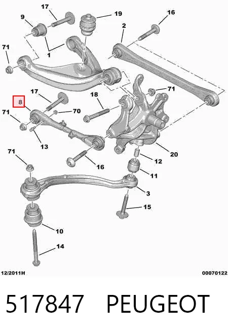 517847 Peugeot/Citroen Drążek poprzeczny zawieszenia tylnego