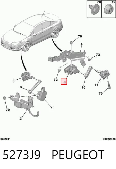 5273J9 Peugeot/Citroen Czujnik poziomowania karoserii tylny