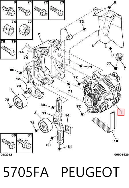5705FA Peugeot/Citroen Alternator