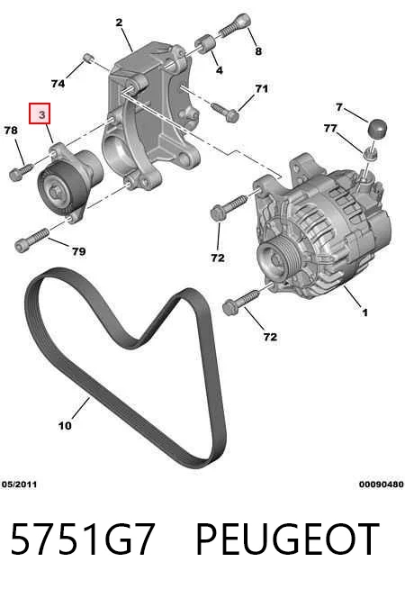 5751G7 Peugeot/Citroen Napinacz paska napędowego
