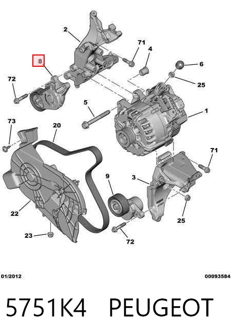 5751K4 Peugeot/Citroen Napinacz paska napędowego