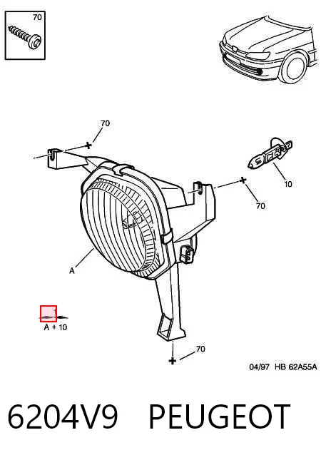 Lampa przeciwmgielna lewa Peugeot 306 hatchback (7A) (1993 - 2001) cena, od 43,11 USD